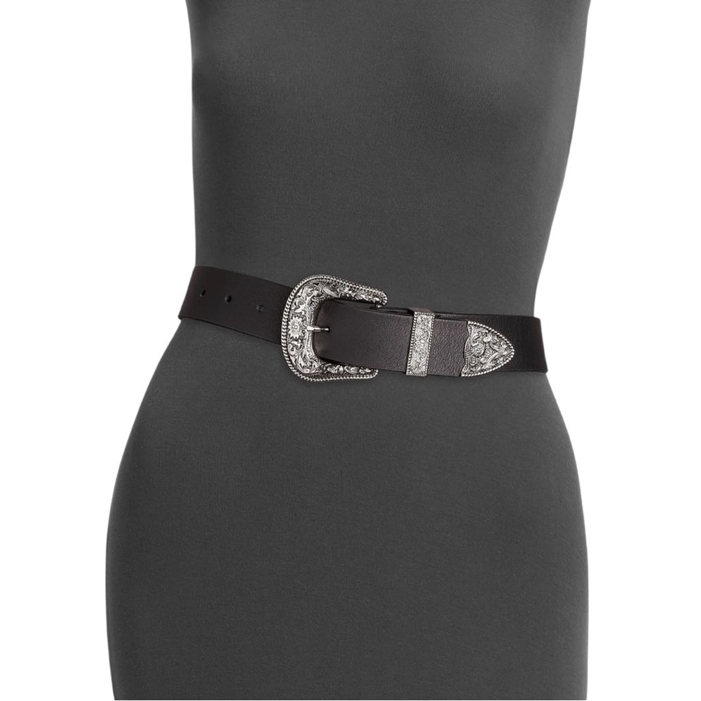 B-Low The Belt Frank Leather Single Buckle Belt Blk/Silver Size X-Small Like-New - Picture 2 of 6